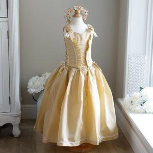 Gold Flower Girl Party Dress Princess Formal Special Occasion Size 2 NWT